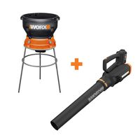 WORX WG430 13 Amp Foldable Bladeless Electric Leaf Mulcher w/Power Share Cordless Turbine Blower