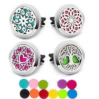 4 PCS Essential Oil Car Diffuser Vent Clip, Car Aromatherapy Diffuser Locket Air Freshener with 48 Refill Pads