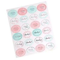 Simdoc 120pcs Kraft Paper Adhesive Sticker Round Golden"Thank You" Series Color Seal Sticker for Baking DIY Package