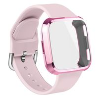 WEYDE Sport Band Compatible with Fitbit Versa, Soft Silicone Waterproof Replacement Wristband with Fitbit Versa Screen Protective case for Women Man