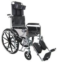 Karman Recliner Wheelchair in 20 inch with Removable Headrest and Pillow, Chrome Frame