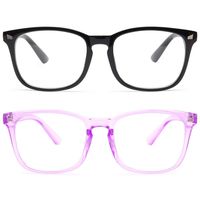 Livho 2 Pack Blue Light Blocking Glasses, Computer Reading/Gaming/TV/Phones Glasses for Women Men,Anti Eyestrain & UV GlareB6 Light Black+Clear Purple)