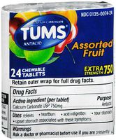 Tums Extra Strength 750 Antacid with Calcium Chewable Tablets Assorted Fruit - 12 Ct, Pack of 2