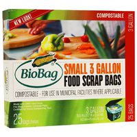 3 x BioBag Small 3 Gallon Food Scrap Bags, 25 ea