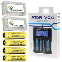 Combo: XTAR VC4 Charger -4 Port -USB w/4x NL189 Batteries +2X Free Eco-Sensa Battery Case