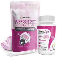 NutraBlast Boric Acid Suppositories 600mg w/Vaginal Applicator, 30 Suppositories & 15 Applicators - pH Balance for Women, Feminine Care - Made in USA