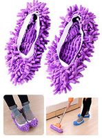 ocharzy House Floor Polishing Dusting Cleaning Foot Socks Shoes Mop Slippers (Purple)