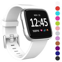 Humenn Bands Compatible with Fitbit Versa/Versa 2/Versa Lite/SE, Silicone Adjustable Replacement Classic Accessory Wristband Fitness Straps for Women Men (Small, C,White)