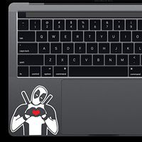 Deadpool Heart Hands Marvel Superhero Macbook Laptop Die-cut Vinyl Decal Sticker Trackpad (2.9" X 3", White with red heart)