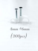 Kaspuro 4mm+6mm (200 Pcs) Round Cable Wire Clips Cable Management Electrical Telephone Alarm Speaker Wire Cord Tie Holder Single Coaxial Nail Clamps
