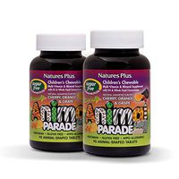 NaturesPlus Animal Parade Source of Life Sugar-Free Children's Multivitamin (2 Pack) - Assorted Cherry, Orange & Grape Flavors - 90 Chewable Tablets - Immune Support - Gluten-Free - 45 Servings