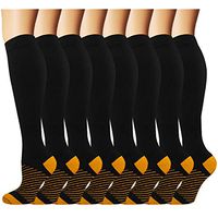 Copper Compression Socks For Men & Women -8 Pairs- Best for Running, Athletic, Medical, Pregnancy and Travel (C2-black 04 -8 Pack, Large / X-Large)