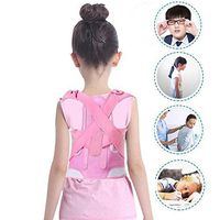 Posture Corrector, Pink Back Waist Shoulder Supporting Posture Correction Belt Opposite Direction Strengthen Type Back Correction Belt for Children Kids(L)