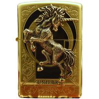 Zippo Lighter Genuine Design Unicorn Gold Emblem