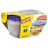 GladWare Deep Dish 64 oz Containers with Lids 3 ct (Pack of 6)