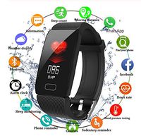 Leoie Smart Band Blood Pressure Q1 Heart Rate Monitor Fitness Tracker Watch Fitness Bracelet Waterproof Weather Display Women Black