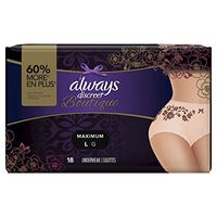 Always Discreet Boutique, Incontinence & Postpartum Underwear for Women, Maximum Protection, Peach, Large, 18 Count