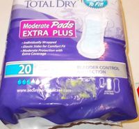 Total Dry Moderate Pads Extra Plus Bladder Control Protection 20 Count