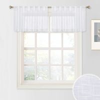 NICETOWN Bedroom Valances for Windows, Rod Pocket & Back Tab Semi Voile White Sheer Linen Valances 18" Long for Living Room, Thick and Privacy Sheer Curtains, 52" Wide, Sold by 2 Pieces