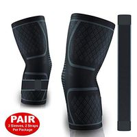Elbow Compression Sleeve with Brace Strap for Pain Relief for Tennis Elbow, Tendonitis, Arthritis - Comfortable Support & Protection for Sports - Men & Women (Black, Large)