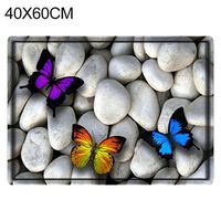 TbpersicwT Home bedroom carpet door mat, Cobblestone Butterfly Pattern Floor Mat Bathroom Non-slip Absorbent Rug Carpet - 40 x 60cm