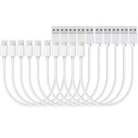 V-8 Short Charging Cables, USB Cables Compatible with Charging Station, Fast Charging Syncing Cables Compatible for iPhone/iPad Digital Devices, White, 8-inch, 10-Pack