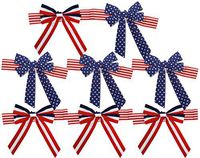 Set of 8 Patriotic Chair Bows! 2 Assorted Patterns - Red, White and Blue Color Scheme - 17.5" Bows - Bows That Wrap Around Chairs Perfect for Parties, BBQ's, 4th of July, and Picnic Decorations!