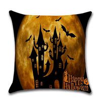 Bosji (45 x 45cm) Pillow Covers,Horror Halloween Decorative Castle Ghost Festival Throw Pillowcase Home Decor Cloth 2 Sides Printed Zipper Sofa Pillow Case