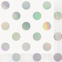 Unique Industries 53931 Iridescent Dot Beverage Napkins, 16 Count