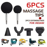 Serveyou 6PCS/Set Percussion Massage Tip Bit Adapter Massage Adapter Attachment with 2 Extended Rod for Jigsaw Massager Adapter Attachment for Neck Shoulder(6pcs, Shown)