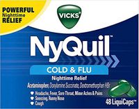 Vicks NyQuil Cough, Cold & Flu Nighttime Relief, 48 LiquiCaps - #1 Pharmacist Recommended – Nighttime Sore Throat, Fever, and Congestion Relief
