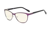 Eyekepper Computer Reading Glasses,Blue Light Filter Readers,Cat-Eye Style Women,Burnout Double Color Frame,Purple-Silver +1.25