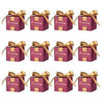 Amosfun 12pcs Wedding Party Favor Boxes Wedding Candy Boxes Bags Chocolate Treat Gift Boxes with Ribbons for Wedding Bridal Shower Baby Shower Birthday Party Decoration Size L