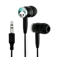 Panda on Teal Novelty in-Ear Earbud Headphones - Black
