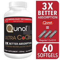 Qunol Ultra CoQ10 100mg, 3x Better Absorption, Patented Water and Fat Soluble Natural Supplement Form of Coenzyme Q10, Antioxidant for Heart Health, 60 Count Softgels