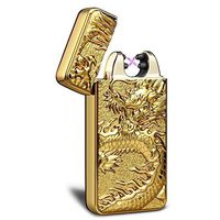 Kivors USB Rechargeable Windproof Flameless Electronic Double Pulse Arc Lighter Belief Chinese Dragon Lighter