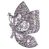 Vintage Butterfly Insect Silver Plated Brooch Pin Rhinestone Crystal Jewelry Fashion Beauty Party Woman Cheap Design Womans Decoration Prom | Color - Silver