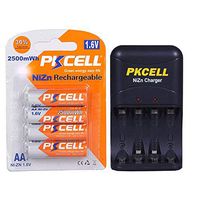 4 Pcs AA 1.6V NiZn 2500mAh Rechargeable Batteries with Ni-Zn AA/AAA Battery Charger