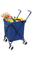 The Original VersaCart Transit Folding Shopping and Utility Cart, Water-Resistant Heavy-Duty Canvas with Cover, Double Front Swivel Wheels, Compact Folding, Transport Up To 120 Pounds, Signature Blue
