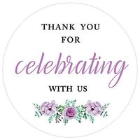 40-pack 2" white floral thank you for celebrating with us label stickers, thank you sticker labels