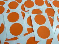 Minilabel 42mm Serrated Edge , Certificate Wafer Company Seal Labels , Stickers For Embossing , Awards & Rewards Orange