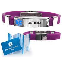 "Asthma" Designer Medical Alert ID Bracelet. Choose Color!