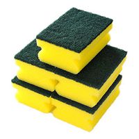 Sponge Scouring Pads - 5pcs - Pack of Yellow & Green Colour - Dishwashing Sponges Universal Sponge Brush Set Kitchen Cleaning Tools Helper