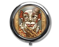 Vintage Clown Face Pill Box Case Pillbox Holder Trinket Stash Box Arsenic Vintage Style Medicine Vitamin Pill Organizer Case