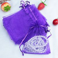 100pcs Drawstring Organza Gift Pouches for Wedding Party Favor, Gift,Jewelry, Candy, Tulle Bags (Dark Purple)