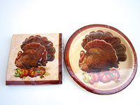 Holiday Fall Thanksgiving Elegance Lunch Plate and Beverage Napkin 2 Piece