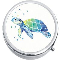 Watercolor Sea Turtle Medicine Vitamin Pill Box