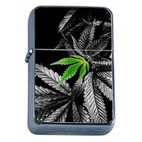 Vintage Marijuana Flip Top Dual Torch Lighter S9 Smoking Cigarette Smoker 420 Weed