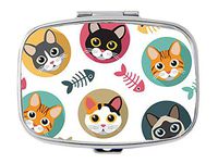 BeeGogo - Cat Custom Silver Stylish, Slim Design Pill Box Holder，Rectangle Medicine Vitamin Organizer Pill case