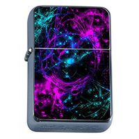 Colorful Neuron Blue Purple Flip Top Dual Torch Em1 Smoking Cigarette Silver Refillable Dual Flame